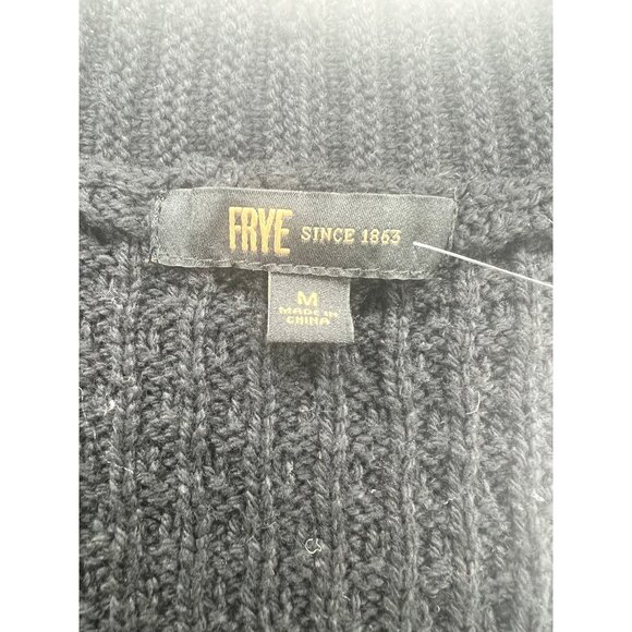 Frye Womens Donegal Black Open Knit Cardigan Sweater With Pockets Size Medium - Picture 16 of 17
